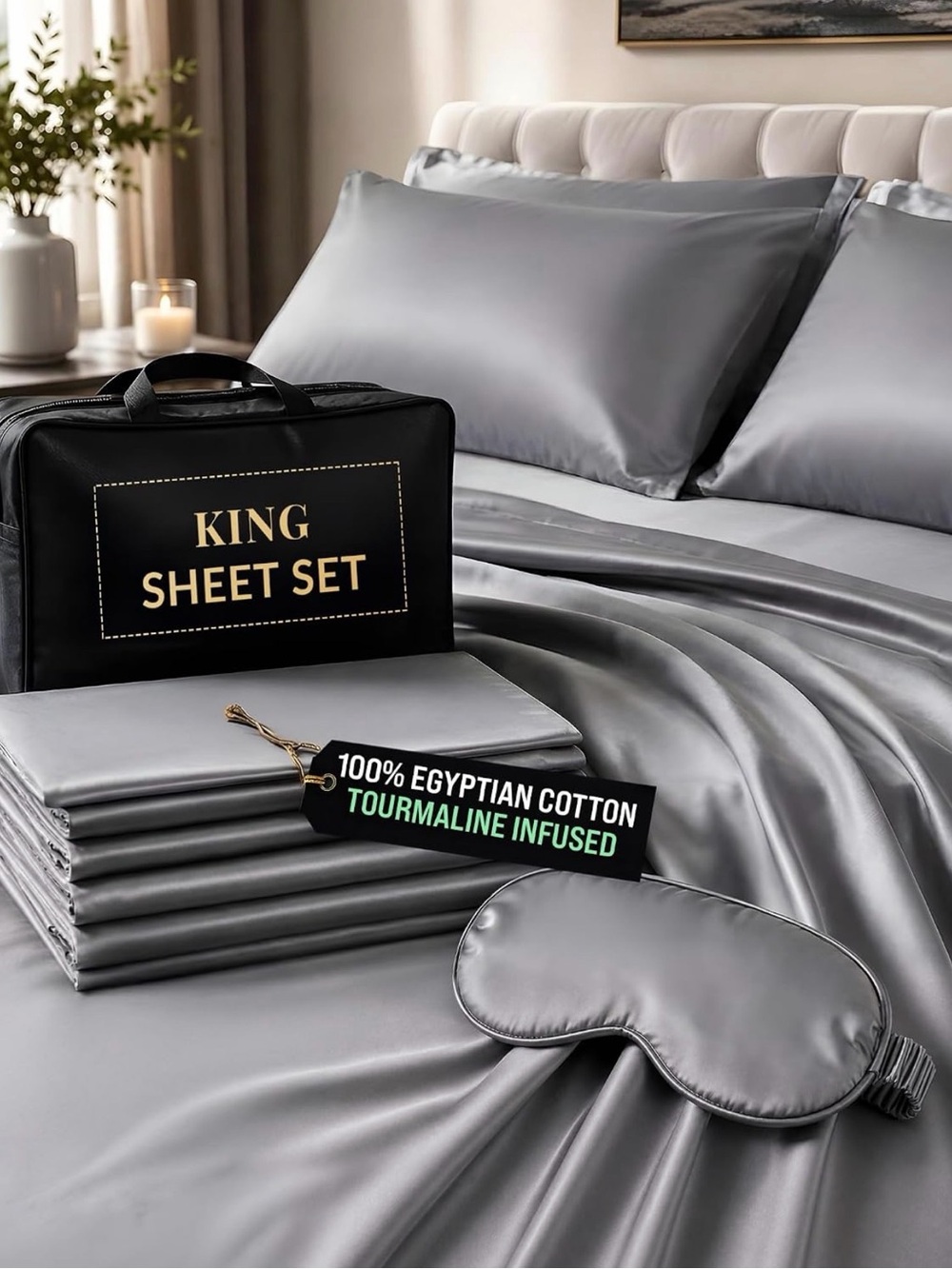 Luxury King Sheet Set - Gray - 100% Egyptian Cotton